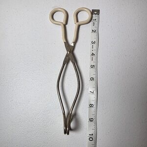 Vintage EKCO 10" Stainless Steel Kitchen Tongs Grippers Scissor Rubber handle